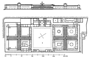 Figura 1: Ospedale Maggiore de Milano de Antonio Averlino (Filarete). Planta y sección.