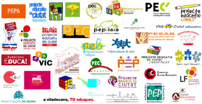 Algunos de los logos de los PEC que se han desarrollado en Cataluña en los últimos años. Fuente: Red de Municipios comprometidos con el PEC. Diputación de Barcelona. http://www.diba.cat/es/web/educacio/cataleg/pec