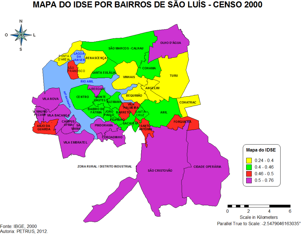 Figura 1 - Mapa do Índice de Desigualdade de São Luís.

Fonte: IBGE, Censo Demográfico 2000.