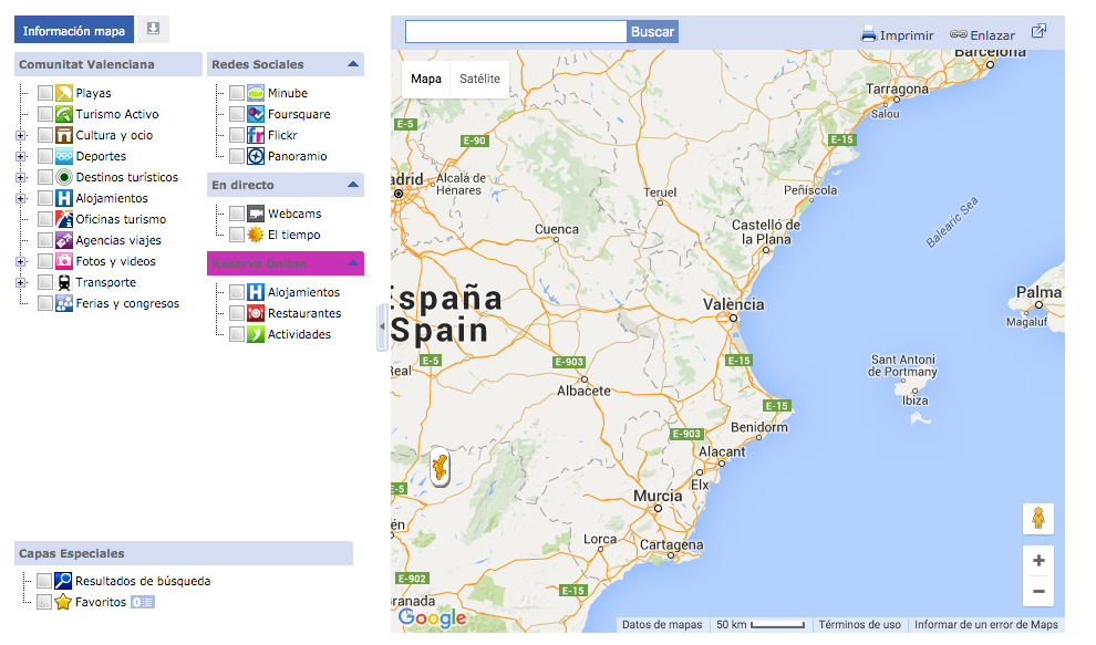 Ejemplo base Google Maps Fuente: Comunitat Valenciana http://comunitatvalenciana.com/geoportal